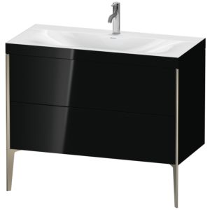 Duravit XViu Waschtisch-Unterschrank XV4711OB140C 100x48cm, 2 Auszüge, 1 Hahnloch, champagner matt, Rahmen C, schwarz hochglanz