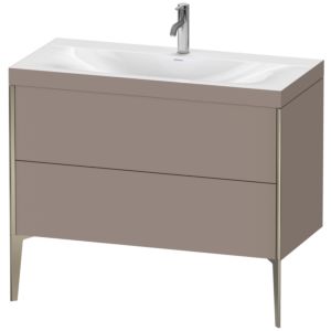 Duravit XViu vanity unit XV4711OB143C 100x48cm, 2 2000 outs, match2 tap hole, matt champagne, Rahmen C, matt basalt