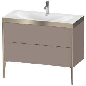Duravit XViu Table de toilette XV4711OB143P 100x48cm, 2 2000 - out, Match2 trou de coulée, champagne mat, Cadres P, basalte mat