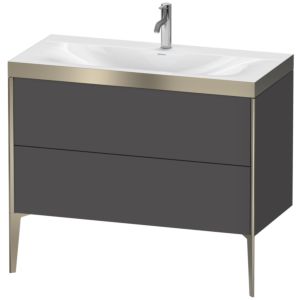 Duravit XViu Table de toilette XV4711OB149P 100x48cm, 2 2000 - out, Match2 trou de coulée, champagne mat, Cadres P, graphite mat