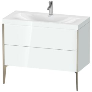Duravit XViu Waschtisch-Unterschrank XV4711OB185C 100x48cm, 2 Auszüge, 1 Hahnloch, champagner matt, Rahmen C, weiß hochglanz