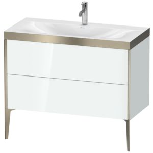 Duravit XViu Waschtisch-Unterschrank XV4711OB185P 100x48cm, 2 Auszüge, 1 Hahnloch, champagner matt, Rahmen P, weiß hochglanz