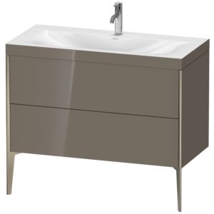 Duravit XViu Waschtisch-Unterschrank XV4711OB189C 100x48cm, 2 Auszüge, 1 Hahnloch, champagner matt, Rahmen C, flannel grey hochglanz