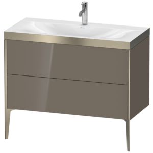 Duravit XViu vanity unit XV4711OB189P 100x48cm, 2 2000 outs, match2 tap hole, matt champagne, Rahmen P, flannel gray high gloss