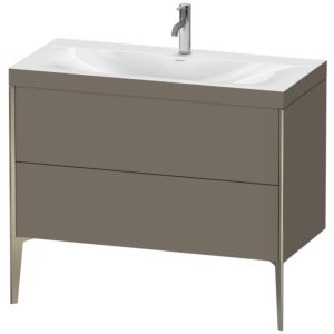Duravit XViu Waschtisch-Unterschrank XV4711OB190C 100x48cm, 2 Auszüge, 1 Hahnloch, champagner matt, Rahmen C, flannel grey seidenmatt