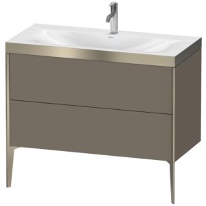 Duravit XViu vanity unit XV4711OB190P 100x48cm, 2 2000 outs, match2 tap hole, matt champagne, Rahmen P, flannel gray silk matt