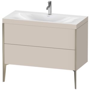 Duravit XViu Table de toilette XV4711OB191C 100x48cm, 2 2000 - out, Match2 trou de coulée, champagne mat, Cadres C, taupe mat