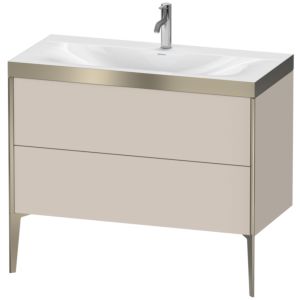 Duravit XViu vanity unit XV4711OB191P 100x48cm, 2 2000 outs, match2 tap hole, matt champagne, Rahmen P, matt taupe