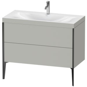 Duravit XViu vanity unit XV4711OB207C 100x48cm, 2 2000 outs, match2 tap hole, matt black, Rahmen C, matt concrete gray