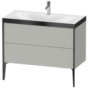 Duravit XViu Waschtisch-Unterschrank XV4711OB207P 100x48cm, 2 Auszüge, 1 Hahnloch, schwarz matt, Rahmen P, betongrau matt