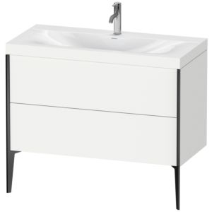 Duravit XViu Waschtisch-Unterschrank XV4711OB218C 100x48cm, 2 Auszüge, 1 Hahnloch, schwarz matt, Rahmen C, weiß matt