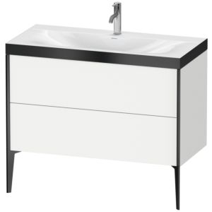 Duravit XViu Table de toilette XV4711OB218P 100x48cm, 2 2000 - out, trou de coulée match3, noir mat, Cadres P, blanc mat