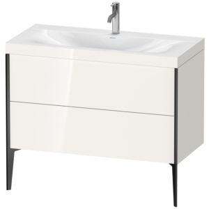 Duravit XViu Waschtisch-Unterschrank XV4711OB222C 100x48cm, 2 Auszüge, 1 Hahnloch, schwarz matt, Rahmen C, weiß hochglanz