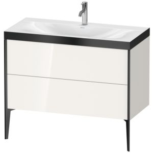 Duravit XViu Waschtisch-Unterschrank XV4711OB222P 100x48cm, 2 Auszüge, 1 Hahnloch, schwarz matt, Rahmen P, weiß hochglanz