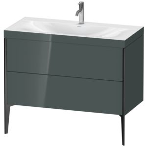 Duravit XViu vanity unit XV4711OB238C 100x48cm, 2 2000 outs, match2 tap hole, matt black, Rahmen C, dolomiti gray high gloss