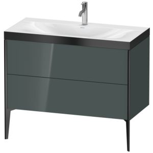Duravit XViu vanity unit XV4711OB238P 100x48cm, 2 2000 outs, match2 tap hole, matt black, Rahmen P, dolomiti gray high gloss