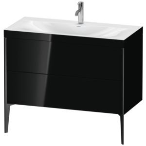 Duravit XViu Table de toilette XV4711OB240C 100x48cm, 2 2000 - out, Match2 trou de coulée, noir mat, Cadres C, noir brillant