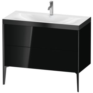 Duravit XViu Waschtisch-Unterschrank XV4711OB240P 100x48cm, 2 Auszüge, 1 Hahnloch, schwarz matt, Rahmen P, schwarz hochglanz