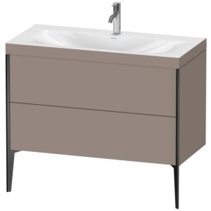 Duravit XViu Waschtisch-Unterschrank XV4711OB243C 100x48cm, 2 Auszüge, 1 Hahnloch, schwarz matt, Rahmen C, basalt matt