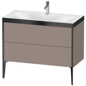 Duravit XViu vanity unit XV4711OB243P 100x48cm, 2 2000 outs, match2 tap hole, matt black, Rahmen P, matt basalt