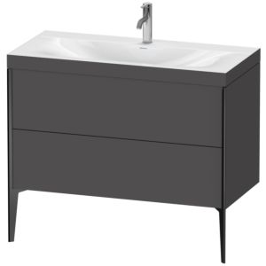Duravit XViu Waschtisch-Unterschrank XV4711OB249C 100x48cm, 2 Auszüge, 1 Hahnloch, schwarz matt, Rahmen C, graphit matt