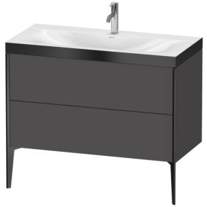 Duravit XViu Table de toilette XV4711OB249P 100x48cm, 2 2000 - out, Match2 trou de coulée, noir mat, Cadres P, graphite mat