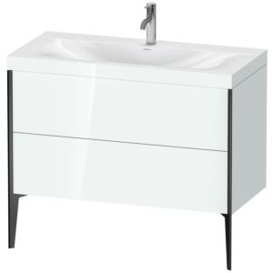 Duravit XViu vanity unit XV4711OB285C 100x48cm, 2 2000 outs, match2 tap hole, black matt, Rahmen C, white high gloss