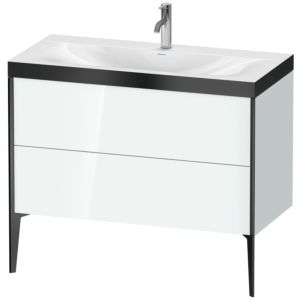 Duravit XViu vanity unit XV4711OB285P 100x48cm, 2 2000 outs, match2 tap hole, black matt, Rahmen P, white high gloss