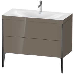Duravit XViu Waschtisch-Unterschrank XV4711OB289C 100x48cm, 2 Auszüge, 1 Hahnloch, schwarz matt, Rahmen C, flannel grey hochglanz