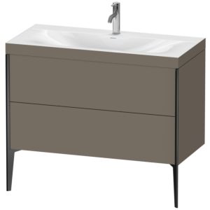 Duravit XViu Table de toilette XV4711OB290C 100x48cm, 2 2000 - out, Match2 trou de coulée, noir mat, Cadres C, flanelle gris mat de soie