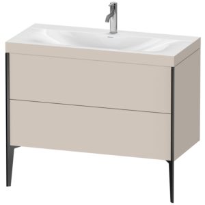 Duravit XViu vanity unit XV4711OB291C 100x48cm, 2 2000 outs, match2 tap hole, matt black, Rahmen C, matt taupe