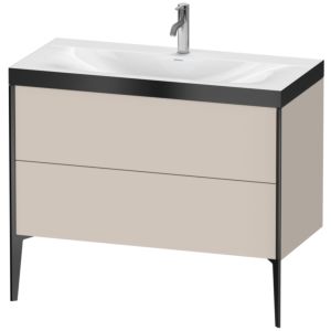 Duravit XViu vanity unit XV4711OB291P 100x48cm, 2 2000 outs, match2 tap hole, matt black, Rahmen P, matt taupe