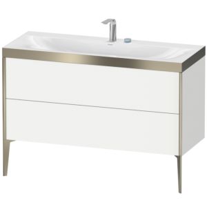 XViu Duravit vasque XV4712EB118P 120x48cm, 2 tiroirs, 2 trous pour robinetterie, champagne mat, Cadres P, blanc mat
