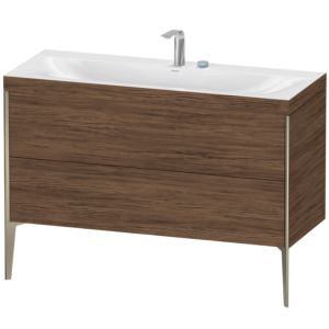 Duravit XViu vanity unit XV4712EB121C 120x48cm, 2 drawers, 2 tap holes, matt champagne, Rahmen C, dark walnut