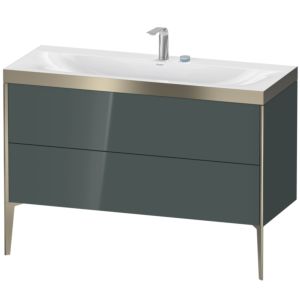 Duravit XViu vanity unit XV4712EB138P 120x48cm, 2 drawers, 2 tap holes, matt champagne, Rahmen P, dolomiti gray high gloss