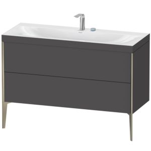 Duravit XViu vanity unit XV4712EB149C 120x48cm, 2 drawers, 2 tap holes, matt champagne, Rahmen C, matt graphite