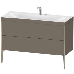 Duravit XViu vanity unit XV4712EB190C 120x48cm, 2 drawers, 2 tap holes, matt champagne, Rahmen C, flannel gray silk matt