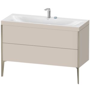 Duravit XViu vanity unit XV4712EB191C 120x48cm, 2 drawers, 2 tap holes, matt champagne, Rahmen C, matt taupe