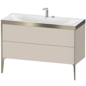XViu Duravit vasque XV4712EB191P 120x48cm, 2 tiroirs, 2 trous pour robinetterie, champagne mat, Cadres P, taupe mat