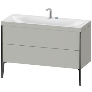 Duravit XViu Waschtisch-Unterschrank XV4712EB207C 120x48cm, 2 Schubkästen, 2 Hahnlöcher, schwarz matt, Rahmen C, betongrau matt