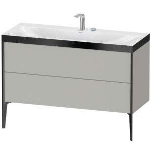 Duravit XViu vanity unit XV4712EB207P 120x48cm, 2 drawers, 2 tap holes, matt black, Rahmen P, matt concrete gray
