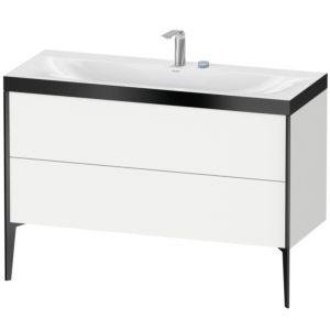 XViu Duravit vasque XV4712EB218P 120x48cm, 2 tiroirs, 2 trous pour robinetterie, noir mat, Cadres P, blanc mat