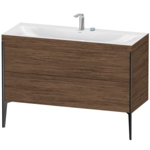 Duravit XViu vanity unit XV4712EB221C 120x48cm, 2 drawers, 2 tap holes, matt black, Rahmen C, dark walnut