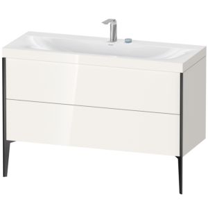 Duravit XViu vanity unit XV4712EB222C 120x48cm, 2 drawers, 2 tap holes, black matt, Rahmen C, white high gloss