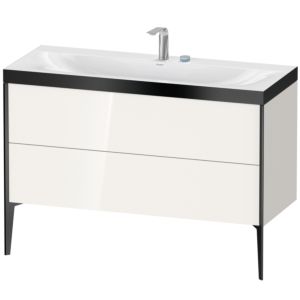 XViu Duravit vasque XV4712EB222P 120x48cm, 2 tiroirs, 2 trous pour robinetterie, noir mat, Cadres P, blanc brillant
