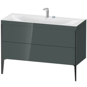 Duravit XViu vanity unit XV4712EB238C 120x48cm, 2 drawers, 2 tap holes, matt black, Rahmen C, dolomiti gray high gloss