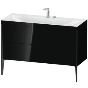Duravit XViu vanity unit XV4712EB240C 120x48cm, 2 drawers, 2 tap holes, black matt, Rahmen C, black high gloss