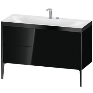 Duravit XViu Waschtisch-Unterschrank XV4712EB240P 120x48cm, 2 Schubkästen, 2 Hahnlöcher, schwarz matt, Rahmen P, schwarz hochglanz