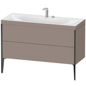 XViu Duravit vasque XV4712EB243C 120x48cm, 2 tiroirs, 2 trous pour robinetterie, noir mat, Cadres C, basalte mat