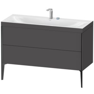 Duravit XViu Waschtisch-Unterschrank XV4712EB249C 120x48cm, 2 Schubkästen, 2 Hahnlöcher, schwarz matt, Rahmen C, graphit matt